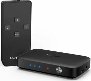 Switch HDMI Ugreen CM332 3x1 4K@30Hz me telekomandë, i zi