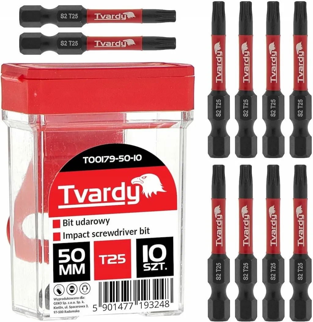 Bit impakt Torx Tvardy T00179-50-10 T25 50mm S2, set 10 copë - 1