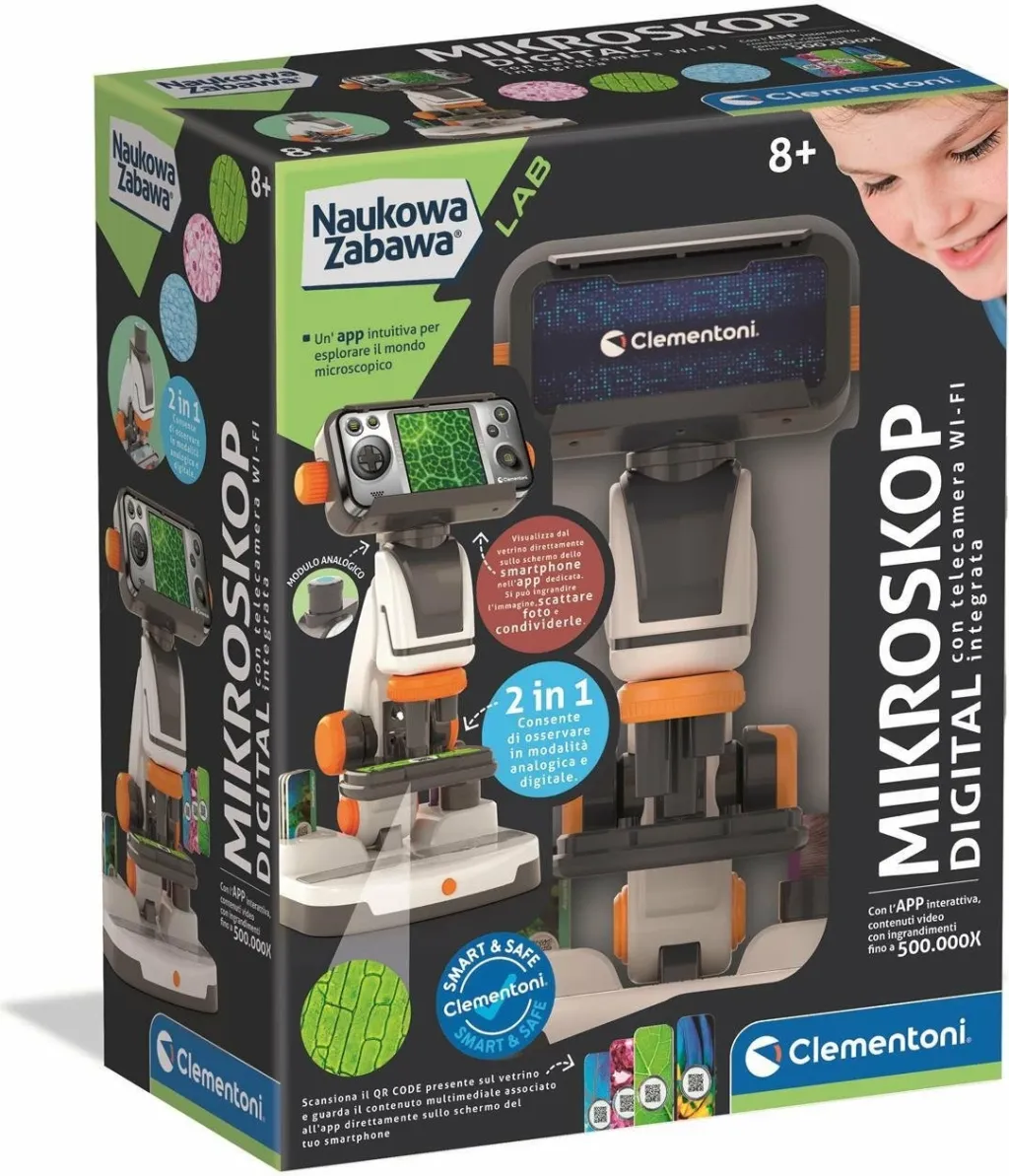 Mikroskop digjital Clementoni 50406 me kamerë Wi‑Fi, 425x, set slajdesh, për fëmijë 8+, shumëngjyrësh - 2