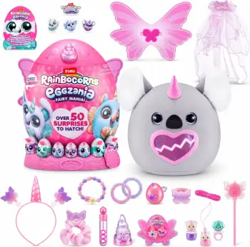 Lodër plush surprizë RAINBOCORNS Eggzania Fairy Mania S1, 50+ surpriza, model i rastësishëm, rozë/gri
