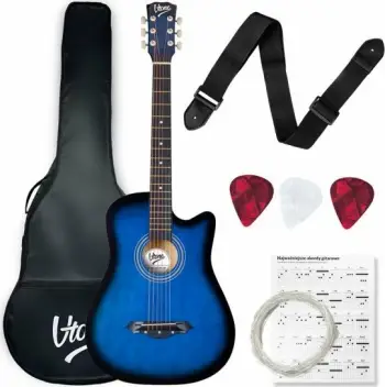 Kitarë akustike V-Tone AG ONE BB 4/4, set me çantë, rrip, plectra dhe tela rezervë, blueburst
