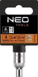 Soket heksagonal Neo 08-228 1/4\" 10 mm Superlock 25 mm, krom, copë - 2