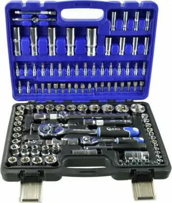 Set çelësash me nasada Geko G10101, 108 copë, 1/4\" & 1/2\", në valixhe