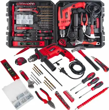 Set veglash Forcekraft 103 copë me shkallë alumini 14 hapa, 150 kg, palosshme