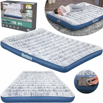 Dyshek ajri Bestway Queen Velvet BE67836 203 x 152 x 30 cm me pompë elektrike të integrume, bardhë, me çantë ruajtjeje