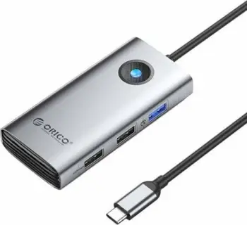 Hub USB-C Orico 5-në-1, HDMI, 2x USB 2.0, USB 3.0, USB-C PD 100W, 4K@30Hz, gri