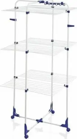 Tharëse rrobash vertikale Leifheit Classic Tower 340, 34 m, 20 kg, 146 cm, me rrota, bardhë/kaltër
