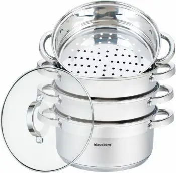Tenxhere për avull Klausberg KB-7143 22cm 4.5L, set me 3 inserte + kapak, inox