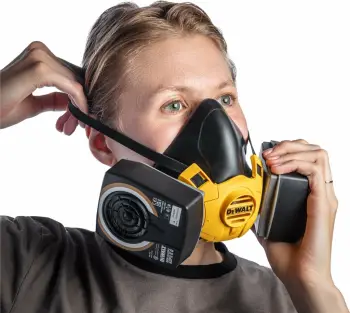 Maskë respiratore gjysmë-fytyre Dewalt DXIR1HMLA2P3, A2P3, madhësi L, set 2 filtra, e zezë/verdhe