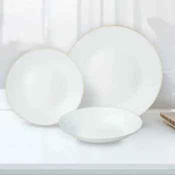Set pjata ngrënie KingHoff KH-1876 18 copë për 6 persona, i bardhë me detaje ari