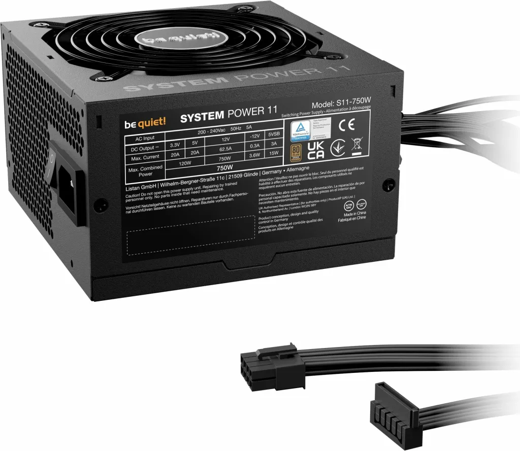 Furnizues rryme (PSU) be quiet! System Power 11 BP012EU 750W ATX 3.1 80 Plus Bronze, e zezë - 3