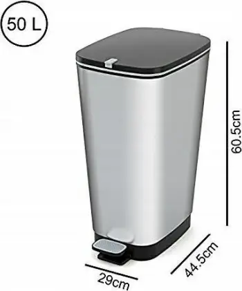 Kosh plehrash me pedal Keter Chic CUR000330 50 L, plastikë, me kapak, argjendtë, 1 copë