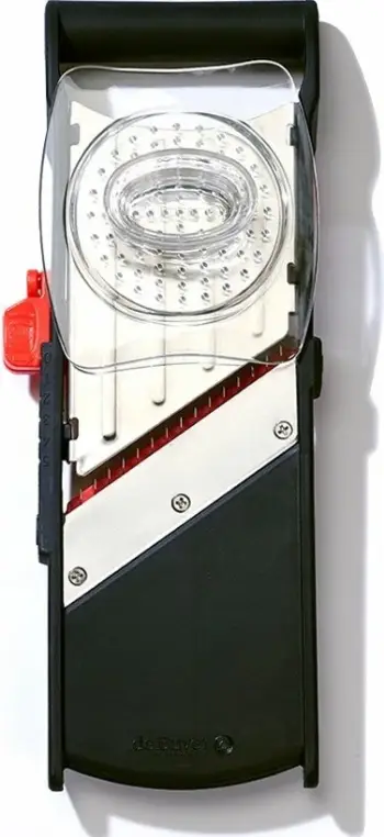 Mandolinë kuzhine De Buyer Komi, rregullim trashësie 0-5 mm, julienne 2/4 mm, e zezë/inox