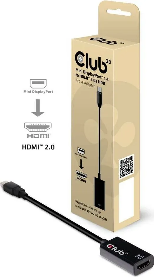 Adapter Club3D Mini DisplayPort në HDMI 2.0b HDR 4K60Hz, i zi - 2