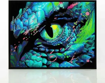 Set mozaik me diamantë Diamond Dotz Adults Flocked Neon Dragon Eye 18\" x 14\" shumëngjyrësh neon