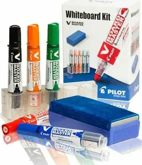 Marker për tabelë të bardhë Pilot V-Board Master M, vijë 2.3 mm / majë 6 mm, set 5 copë + sfungjer magnetik, shumëngjyrësh - 3