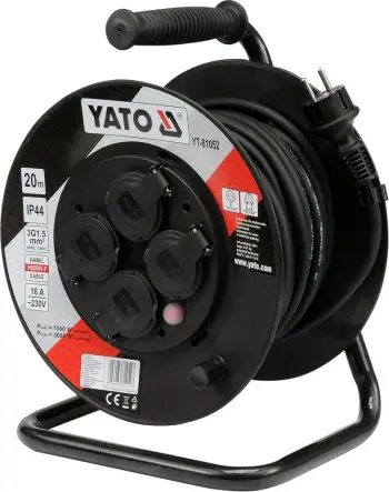 Zgjatues rrotull Yato YT-81052 20m 4 priza 230V H05RR-F 3x1.5mm² IP44, i zi