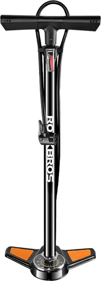 Pompë dyshemeje për biçikletë Rockbros GP6532B me manometër 11 bar, Schrader/Presta, e zezë/portokalli