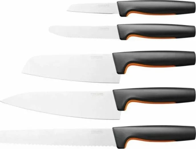 Set thikash kuzhine Fiskars Functional Form 1057558, 5 copë, zi/portokalli - 1