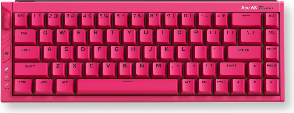 Tastierë gaming MCHOSE Ace 68 Turbo (HW-Ace68Turbo-8), 65% (68 taste), Hall Effect magnetike, USB e lidhur, RGB, pink - 1