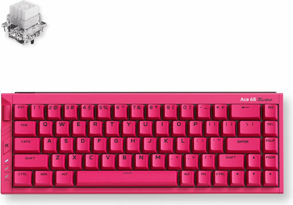 Tastierë gaming MCHOSE Ace 68 Turbo (HW-Ace68Turbo-8), 65% (68 taste), Hall Effect magnetike, USB e lidhur, RGB, pink - 2