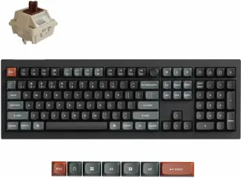 Tastierë mekanike Keychron V6 Ultra 8K V6U-D3, wireless 2.4GHz/Bluetooth 5.3 + me kabllo USB-C, RGB, hot-swap, QWERTY, e zezë