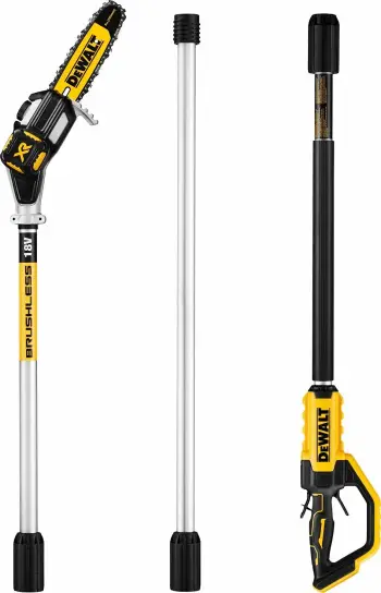 Sharrë zinxhiri me shtyllë DeWalt DCMPS567P1 18V, shinë 20 cm, bateri 5Ah + karikues (1 bateri)