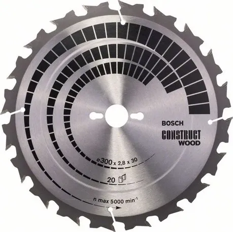 Disk sharrë rrethore Bosch Construct Wood 300mm, vrimë 30mm, 20 dhëmbë (2608640700) - 1