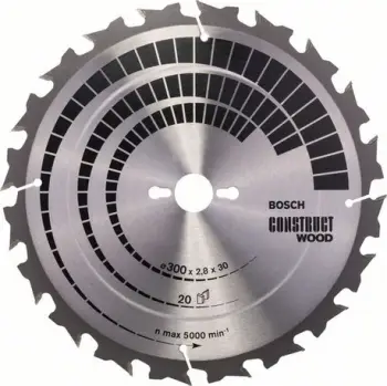 Disk sharrë rrethore Bosch Construct Wood 300mm, vrimë 30mm, 20 dhëmbë (2608640700)
