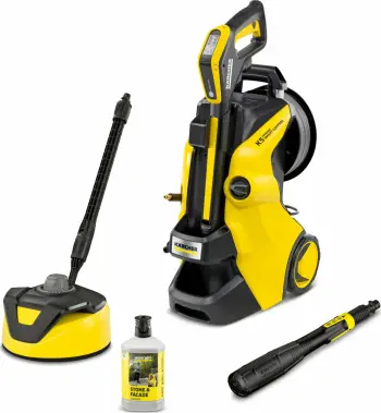 Aparat larës me presion Karcher K 5 Premium Smart Control Flex Home 1.324-735.0 145 bar 2.1 kW zorrë 10 m set Home T 5 + 1 L detergjent, verdhë/zi