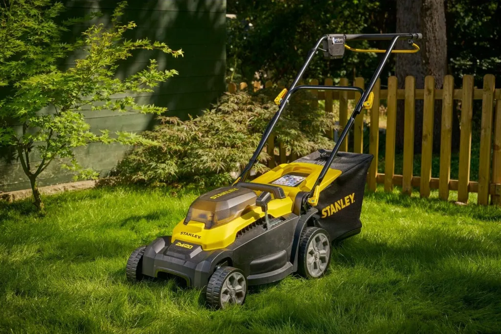 Kositëse bari me bateri Stanley SCMWP3701M2 37 cm 36V (2x18V) 2x4Ah, verdhë/zezë, set me 2 bateri + 2 karikues - 11