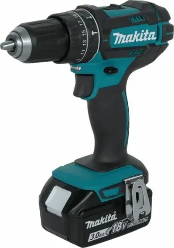 Burmashinë goditëse me bateri Makita DHP482RFJ 18 V, 2x 3 Ah, me karikues + valixhe, turkeze/zezë