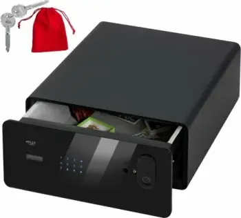 Kasafortë sirtar Adler AD 1044, 17 L, touch panel, kod + fingerprint + çelës emergjent, e zezë, set me 2 çelësa