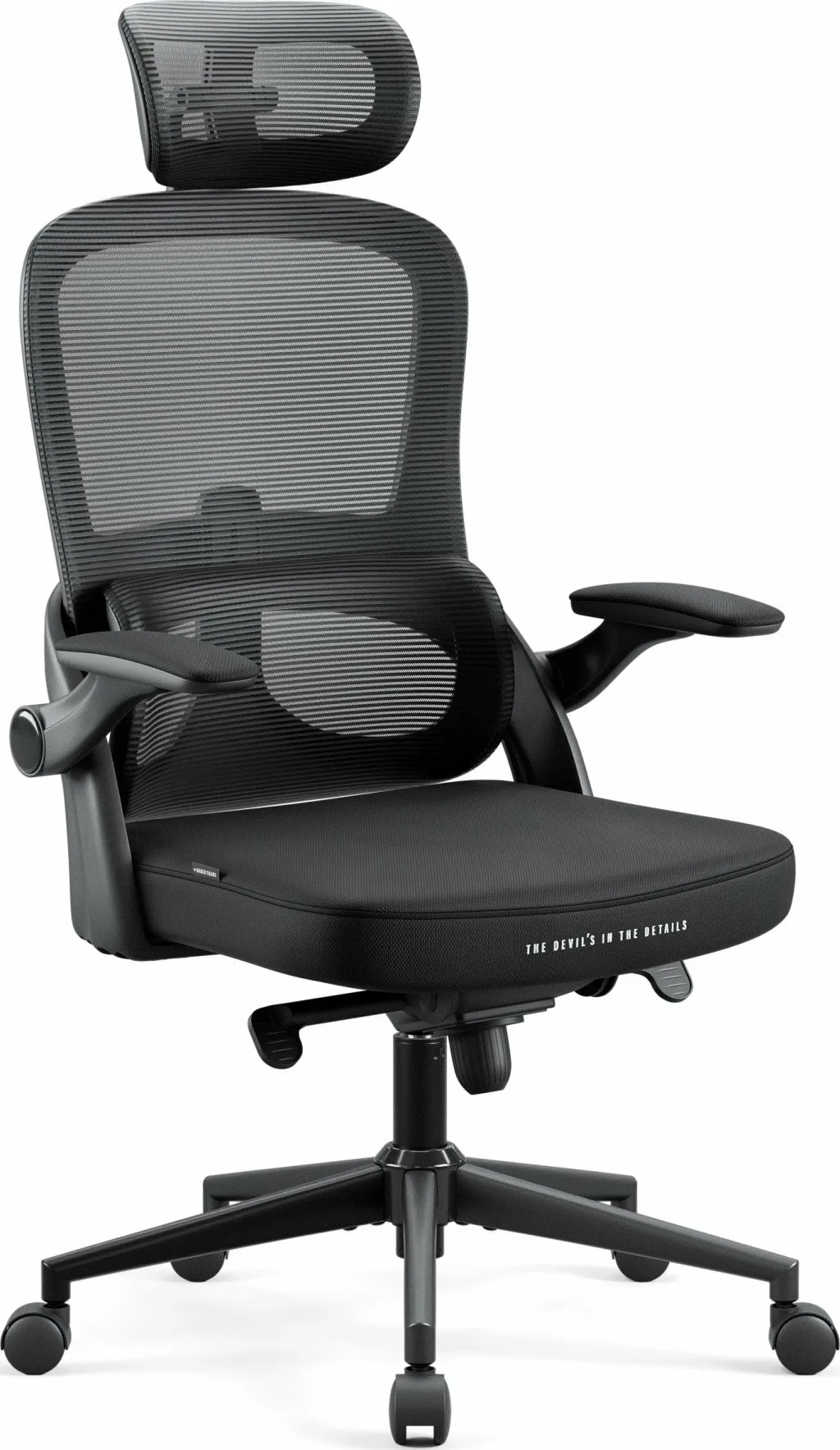 Karrige zyre ergonomike Diablo Chairs V-Light, mbështetje lumbare dinamike, 3D armrests, deri 110 kg, e zezë - 1