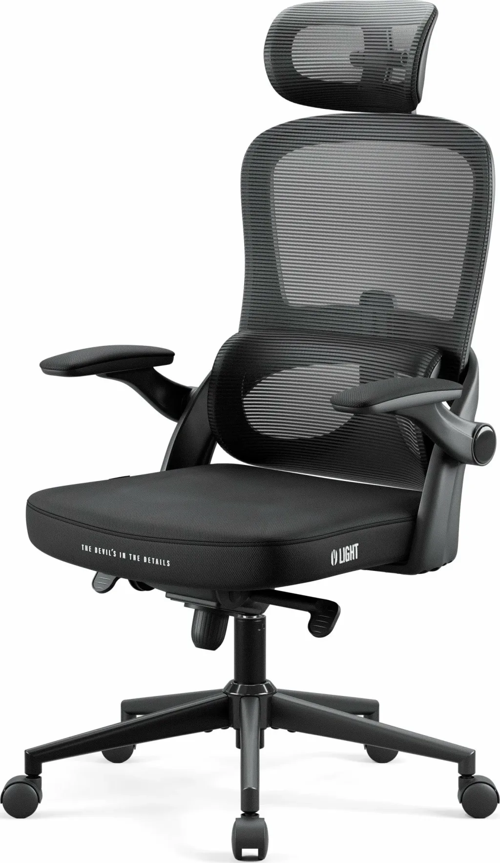 Karrige zyre ergonomike Diablo Chairs V-Light, mbështetje lumbare dinamike, 3D armrests, deri 110 kg, e zezë - 15