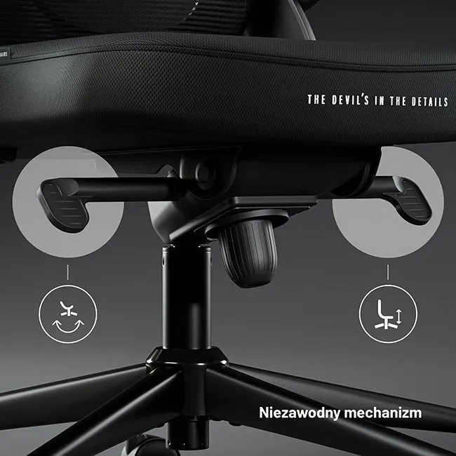 Karrige zyre ergonomike Diablo Chairs V-Light, mbështetje lumbare dinamike, 3D armrests, deri 110 kg, e zezë - 7