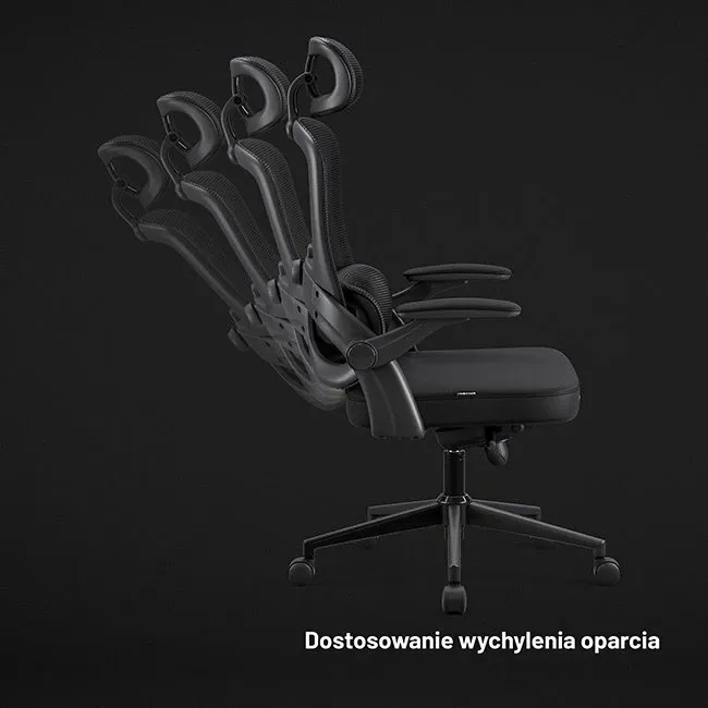 Karrige zyre ergonomike Diablo Chairs V-Light, mbështetje lumbare dinamike, 3D armrests, deri 110 kg, e zezë - 10