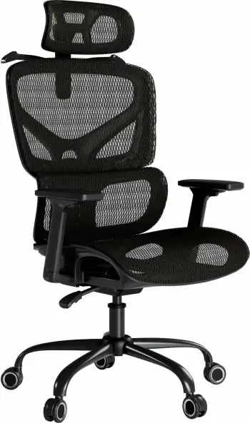Karrige zyre ergonomike Mozos Ergo-V, rregullim 46-56 cm, rrjetë ajrosëse, mbështetëse krahu 3D, e zezë