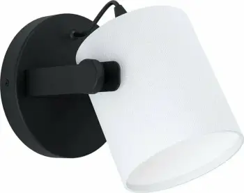 Aplikë muri EGLO Hornwood 1, E27, 1x28W, IP20, montim në sipërfaqe, zezë/bardhë