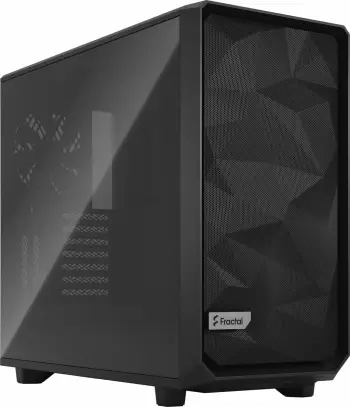Kasë Fractal Design Meshify 2 TG Light Tint FD-C-MES2A-03, Midi Tower, ATX/e-ATX, USB-C, dritare xhami e temperuar, e zezë