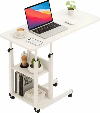 Tavolinë mobile me rrota Mozos BLD-WH 80x40 cm, lartësi e rregullueshme 68-85 cm, ngarkesë 25 kg, e bardhë