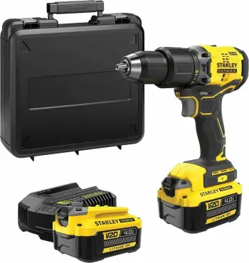 Shpues/vidhosës udarake me bateri Stanley FatMax V20 SFMCD715M2K 18V, 2x4Ah, brushless, me valixhe, verdhë/zi