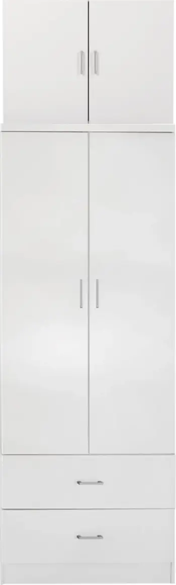 Dollap REINA FH21061.05 2-fletësh me kabinet të sipërm & 2 sirtarë-melaminë, ngjyrë e bardhë, 80x42x241H cm