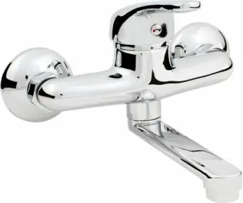 Rubinet lavamani Hydroland Joker, montim n’mur, një levë, gryke e rrotullueshme 126 mm, krom