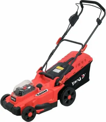 Kositëse bari pa kabllo Yato YT-85222 36V, 2x4.0Ah, 37 cm, shportë 35 L, brushless, me mulching, me 2 bateri + karikues, kuqe/zezë