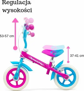 Bicikletë balanci Milly Mally Dragon Candy 10\" me fren, deri 20 kg, rozë
