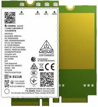 Modem rrjeti pa tela Dell DW5933e PCIe 5G/LTE eSIM