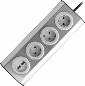 Prizë tavoline Orno INOX, 3x Schuko 2P+Z, 2x USB, kabllo 1.5m