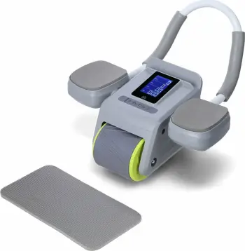 Rrotë abdominale automatike HMS KA08, ekran LCD, karikim USB-C, me jastëk gjuri, gri