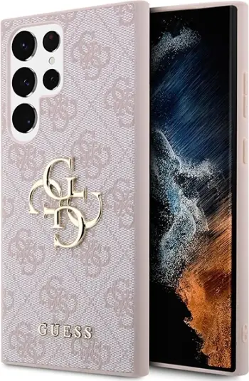 Mbështjellës Guess 4G Big Metal Logo për Samsung Galaxy S23 Ultra, Rozë